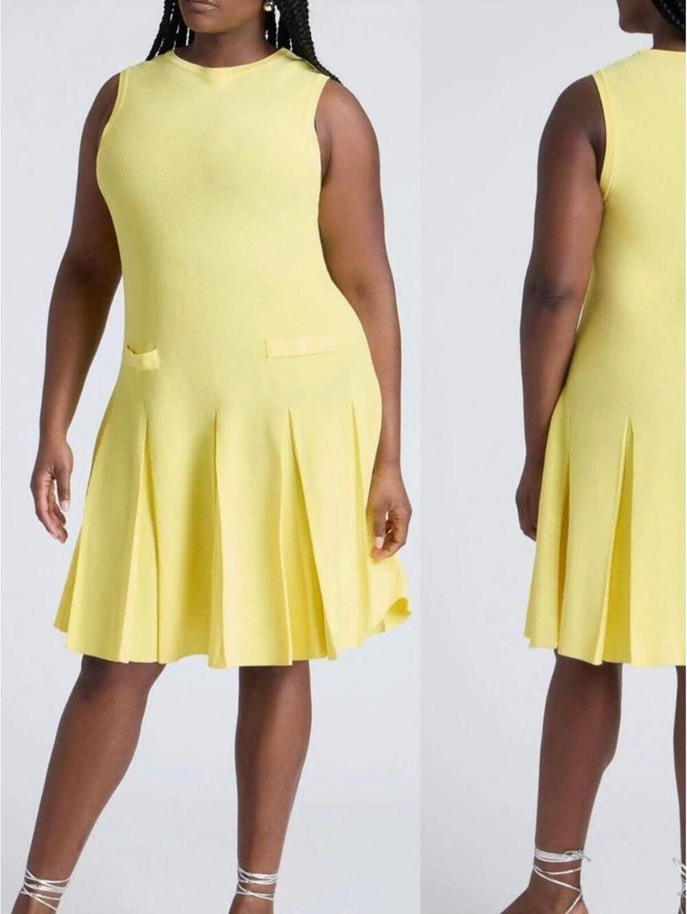 Eloquii Yellow Fit & Flare Tennis Knit Dress 14/16 NWT